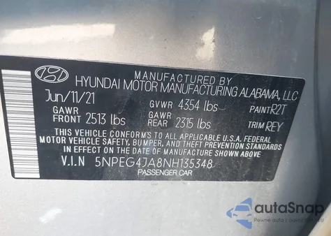 2022 Hyundai Sonata Se из США, поврежденный, VIN 5NPEG4JA8NH135348